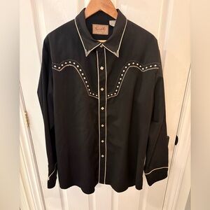Scully Men's Black and White Western Button Down Shirt